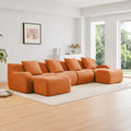 U-Shaped Boneless Sofa,Teddy Fabric No assembly required Curved armrest,Anti-slip Design,Streamlined Design 32D High Density Sponge,Full Compression Vacuum Packag,For Studies living Rooms,Orange
