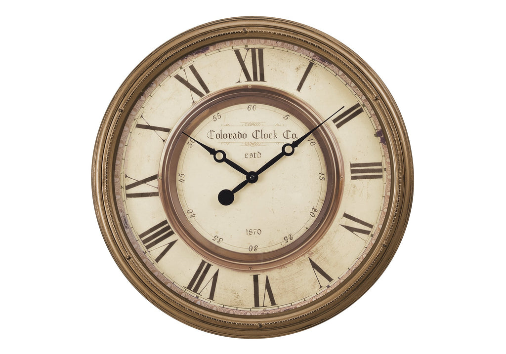 Clocks, 20' Round, Wall Clock, Antique Brown, Transitional