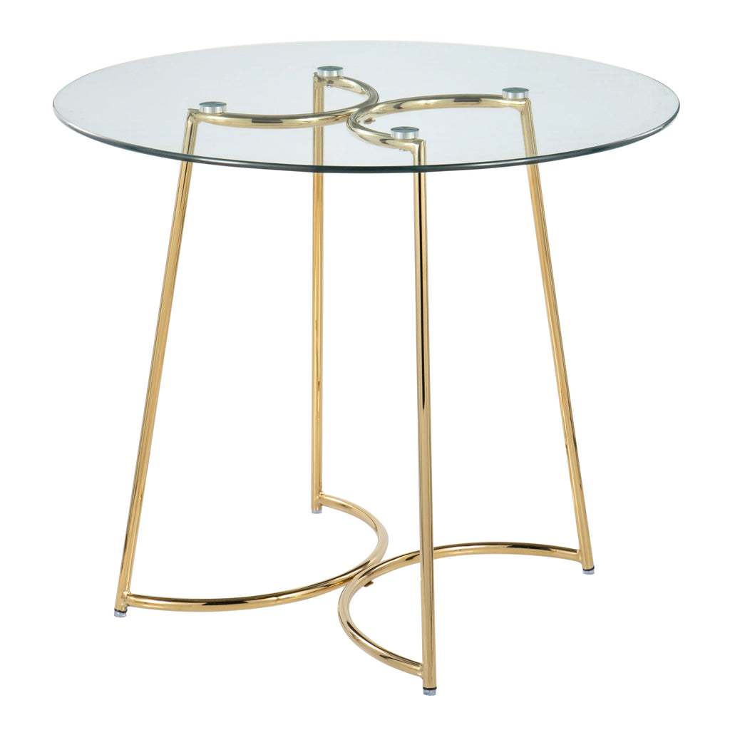 Cece Contemporary/Glam Dinette Table in Gold Steel with Clear Glass Top by LumiSource