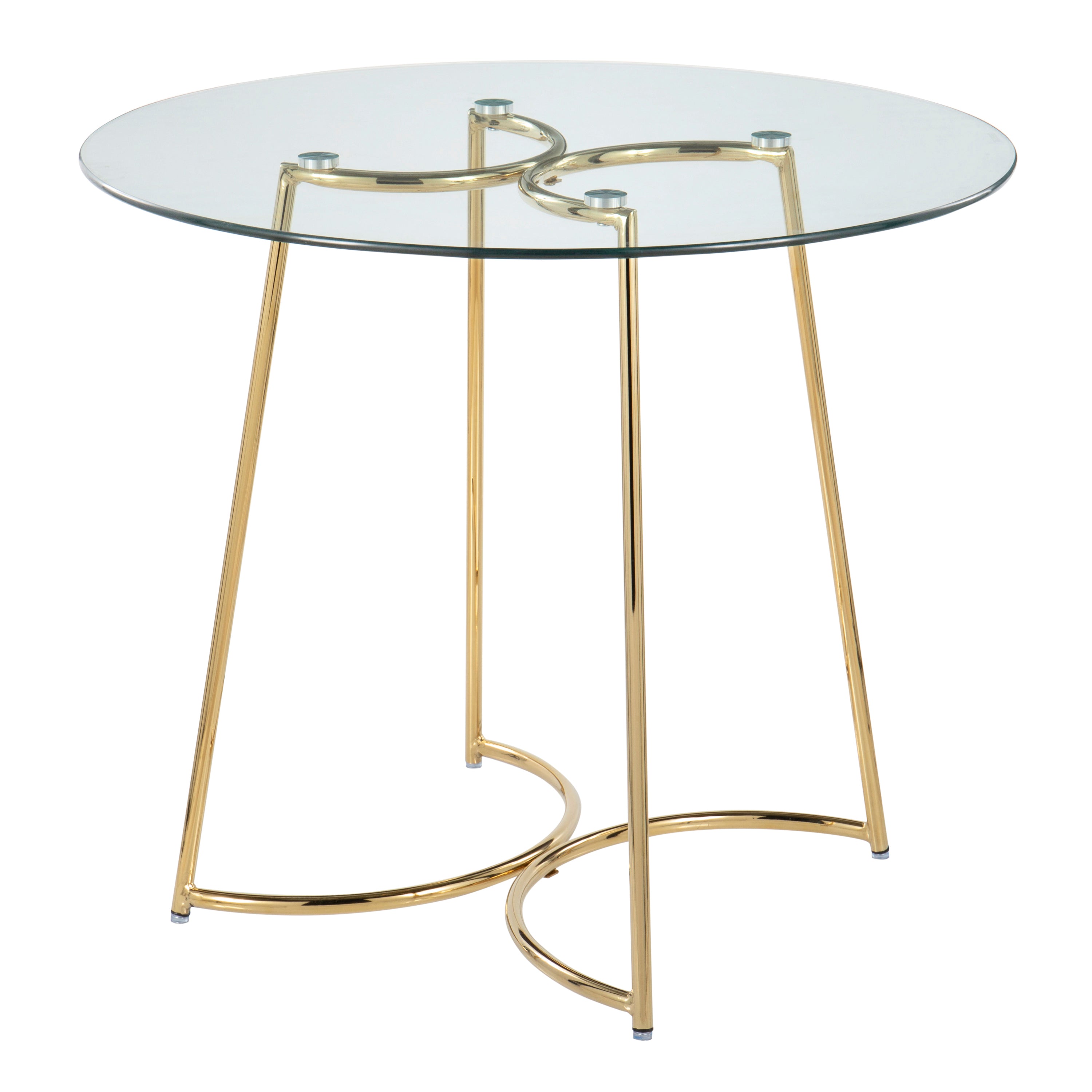 Cece Contemporary/Glam Dinette Table in Gold Steel with Clear Glass Top by LumiSource