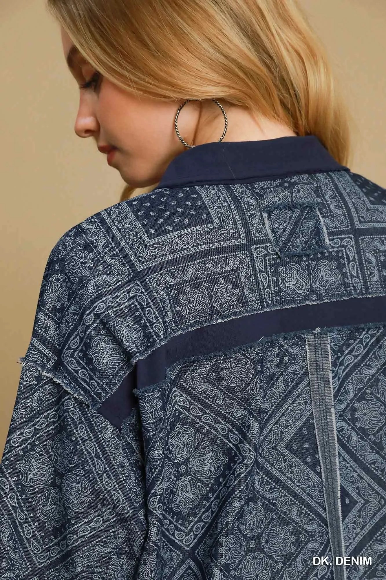 Umgee Paisley Print Denim Shirt Jacket