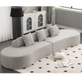 Modern curved combination sofa, terrycloth fabric sofa, minimalist sofa in living room, apartment, no assembly required, three  pillows,Gray