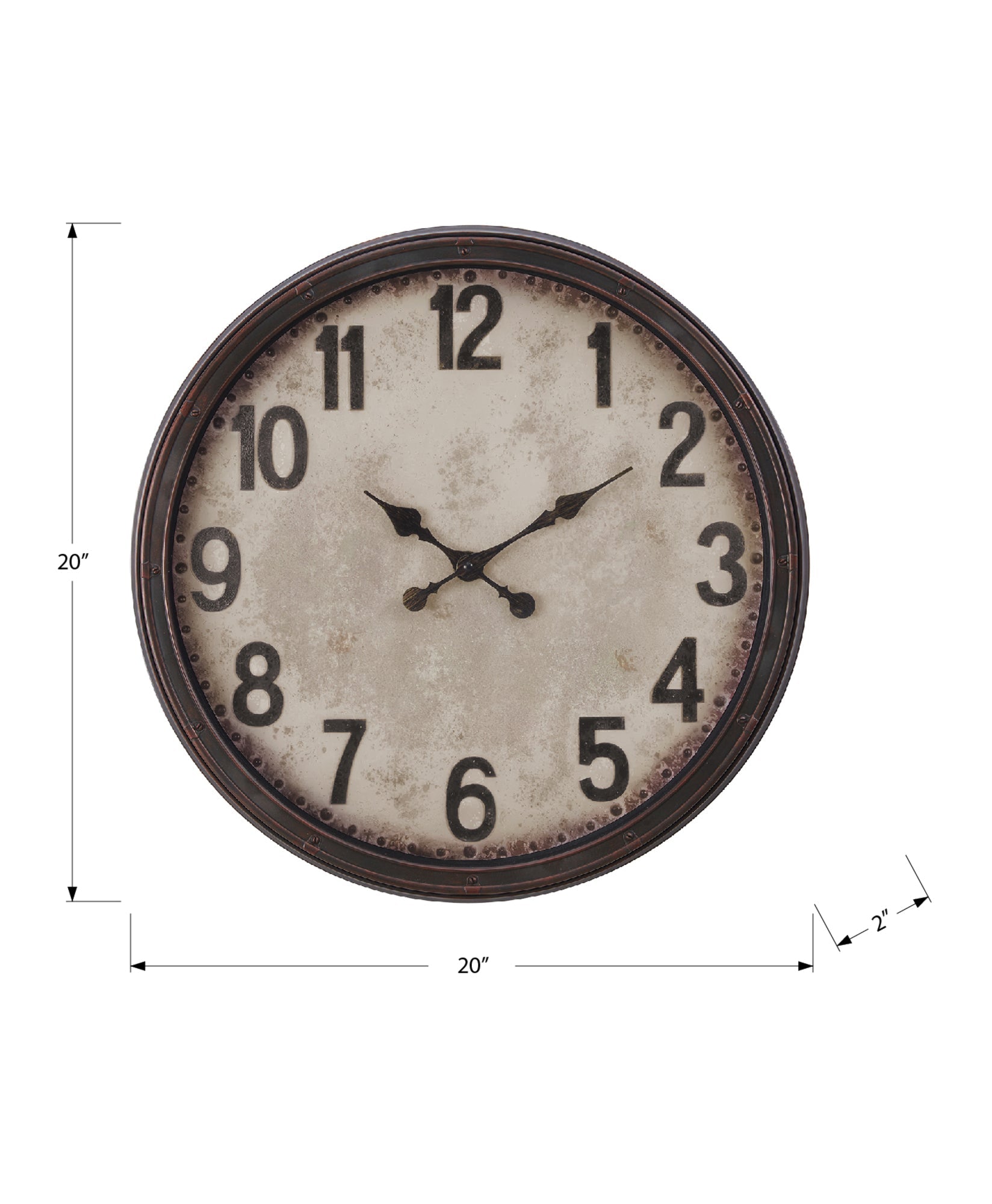 Clocks, 20' Round, Wall Clock, Antique Brown, Transitional