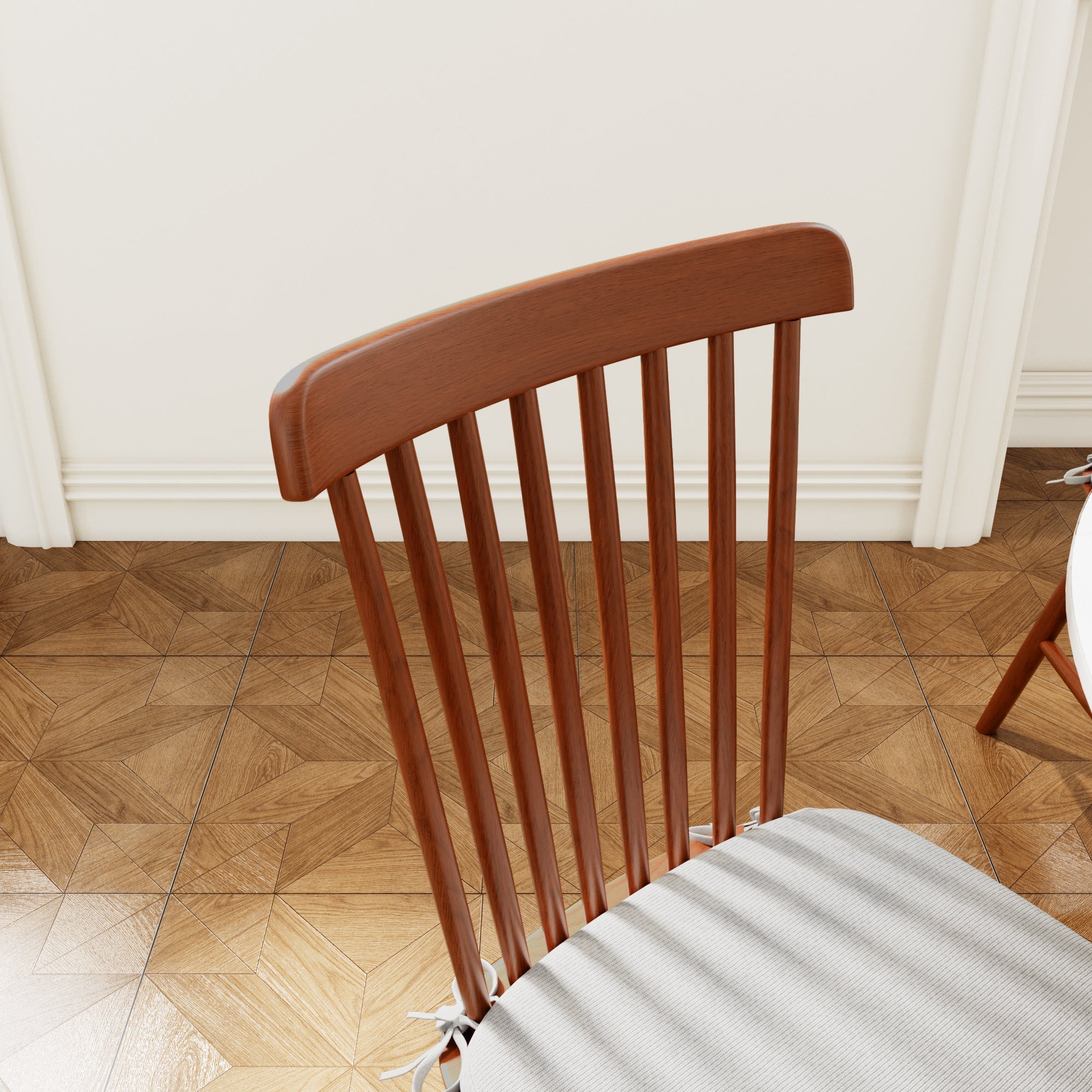 Farmhouse Kitchen Chairs (Pair) - Sturdy Solid Wood Construction with Cushioned Seats, Modern Windsor Back Design- Walnut