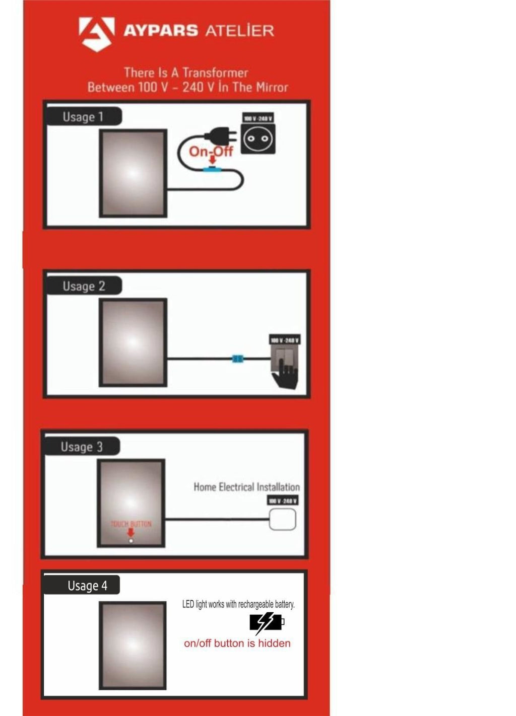 LED Bathroom Mirror with Lights | Irregular Organic Vanity Mirror | Touch Sensor