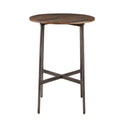 Renu Round Bar Table with Industrial Charm in Light Brown Pine Wood and Gun Metal Finish
