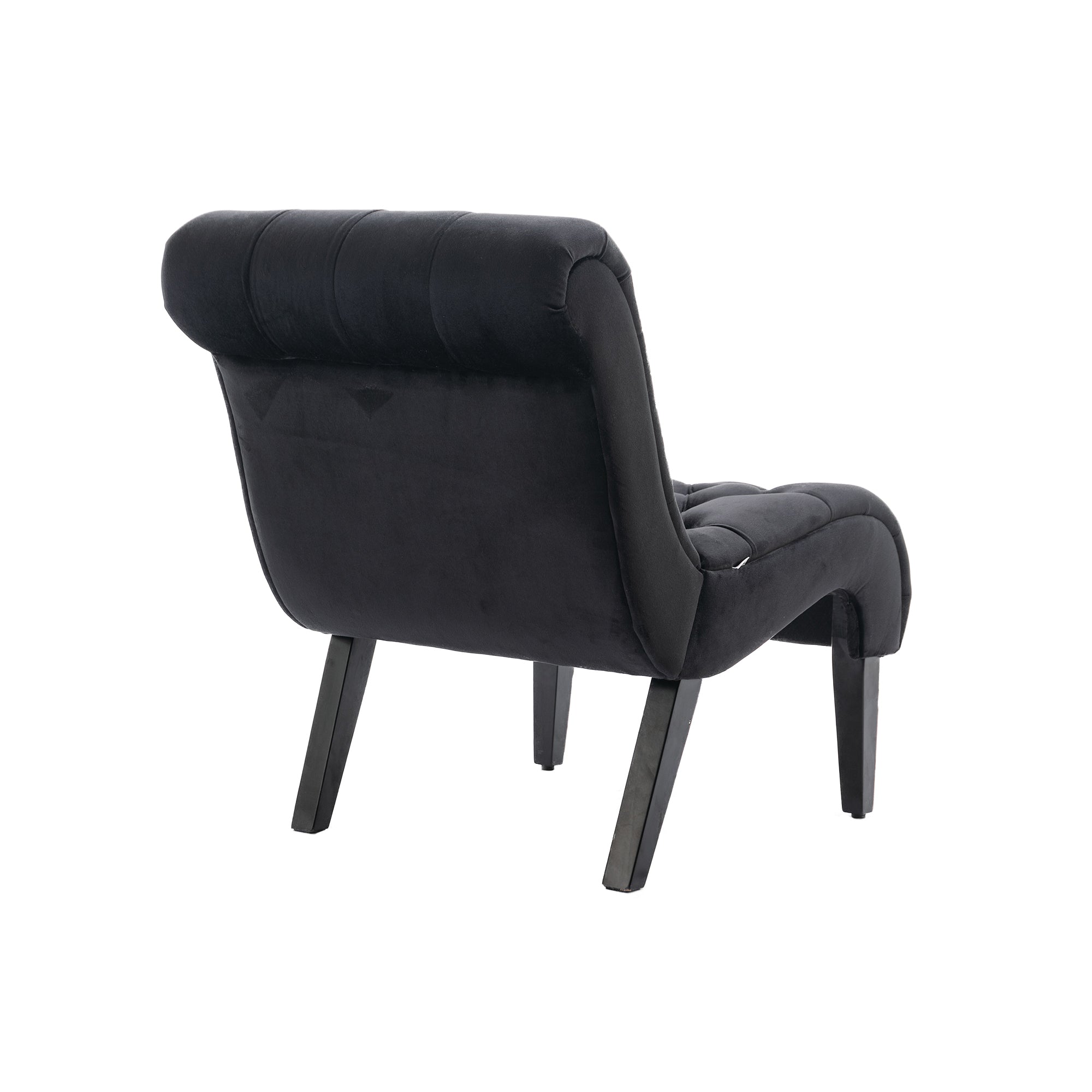 COOLMORE Modern Velvet Armless Accent Living Room Chair / Leisure Chair,Upholstered Fabric Button Comfortable Chair with Wooden Legs for Bedroom, Living Room, Office (Black Velvet)