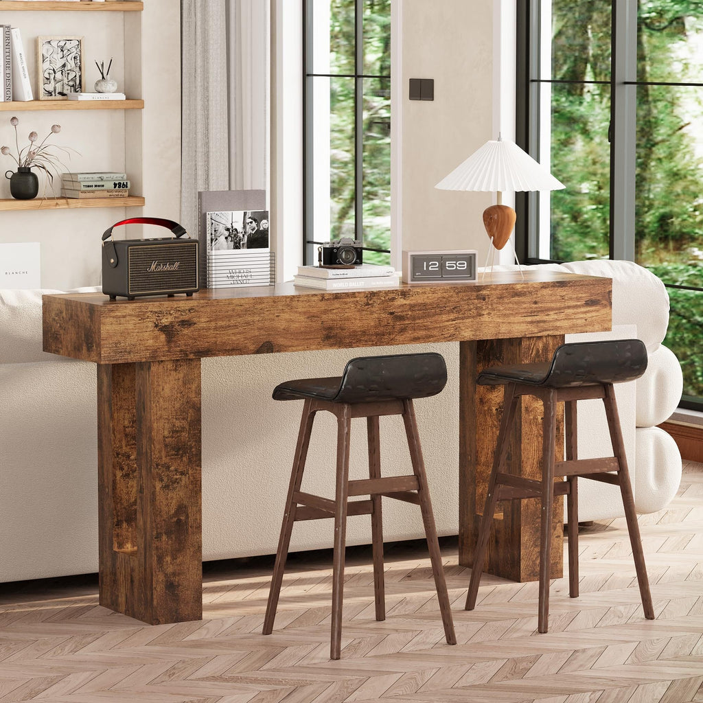 Farmhouse Entryway Table, 63-Inch Long Narrow Console Table Behind The Couch, Wooden Rectangular Sofa Table for Entrance, Hallway, Living Room (Rustic Brown)