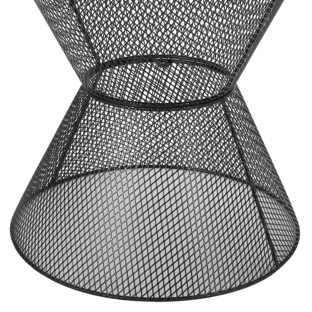 NEVADA Outdoor Side Table with Breezy Mesh Look in Matte Black Iron, 17.75 x 17.75 x 18.25 inches