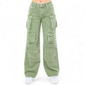 Multi Pockets Denim Wide Leg Cargo Pants-RJH30564