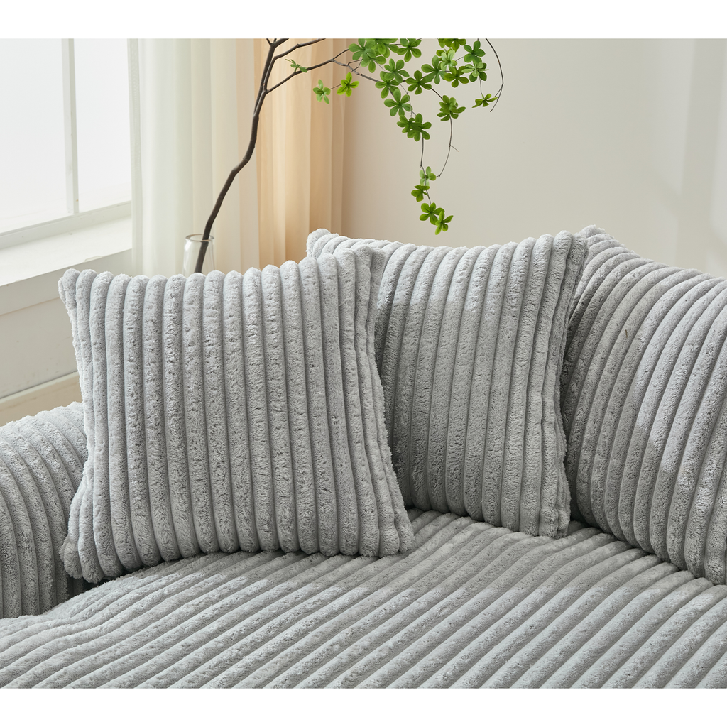 127''  Large Sectional Sofa ,Elegant Curved Design ,High-Resilience Foam ,Ten Back Cushions,L-Shape Left Sofa,No Assembly  Required , (Gray-Soft Corduroy Fabric)