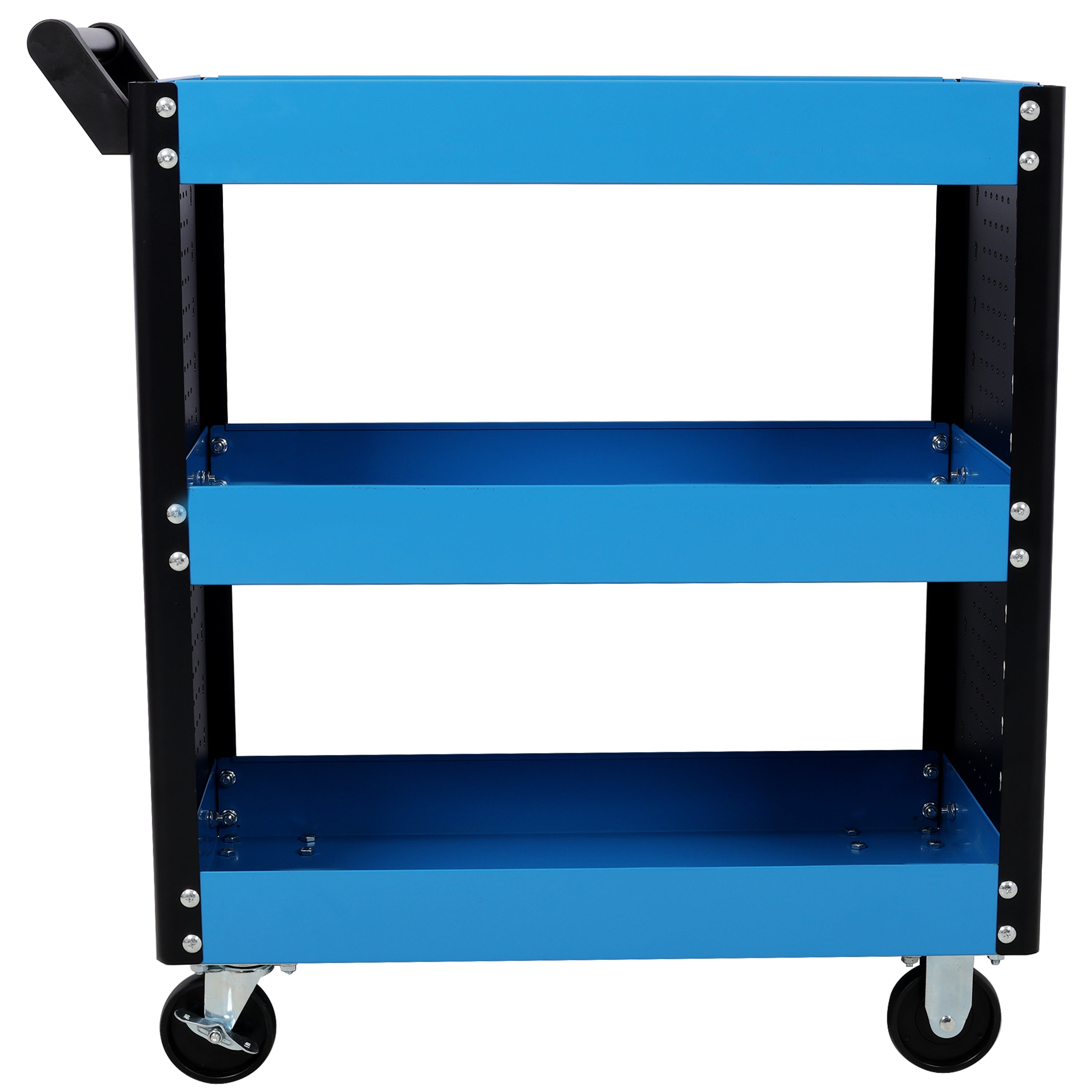 3 Tier Rolling Tool Cart on Wheels,Heavy Duty Utility Tool Cart with Pegboard for Repair Shop, Garage, Warehouse,Blue