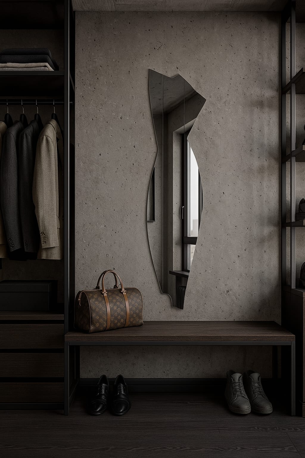 Modern Full Length Irregular Wall Mirror – Abstract Frameless Floor Mirror, Handmade Custom Shape Entryway & Bedroom Mirror