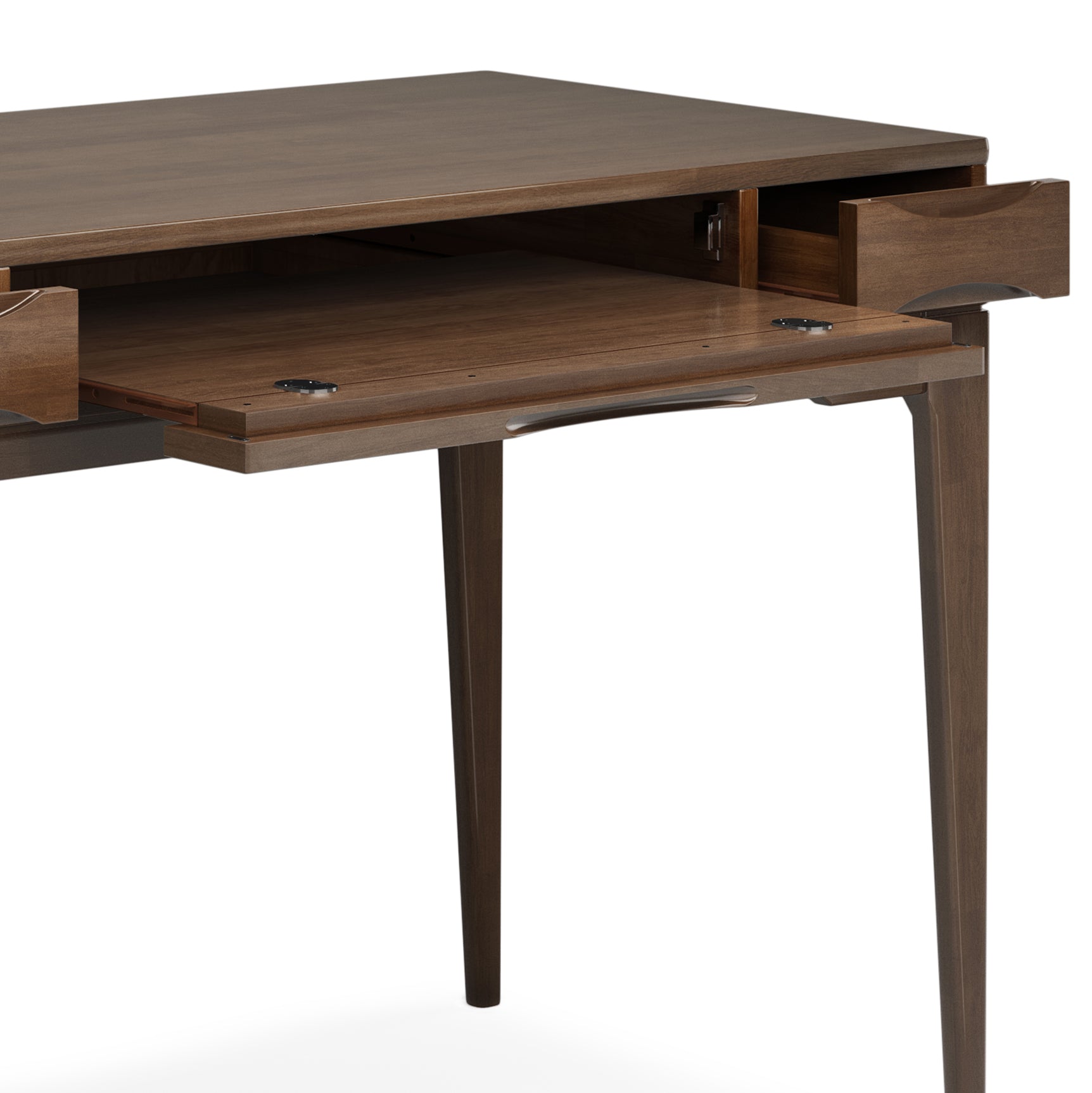 Harper 48 inch Wide Solid Hardwood Mid-Century Modern Small Desk in Walnut Brown