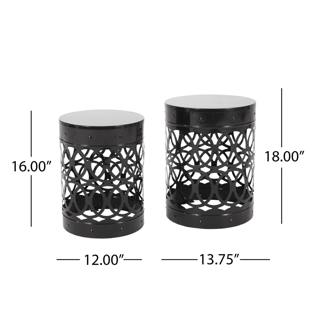 Delight Powder-coated Iron End Table, Set of 2, Black
