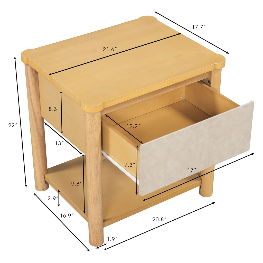 Modern King Bed Frame Set with 2 Nightstands, Beige Wood Platform Bed with Headboard and Matching Bedside Tables for Bedroom