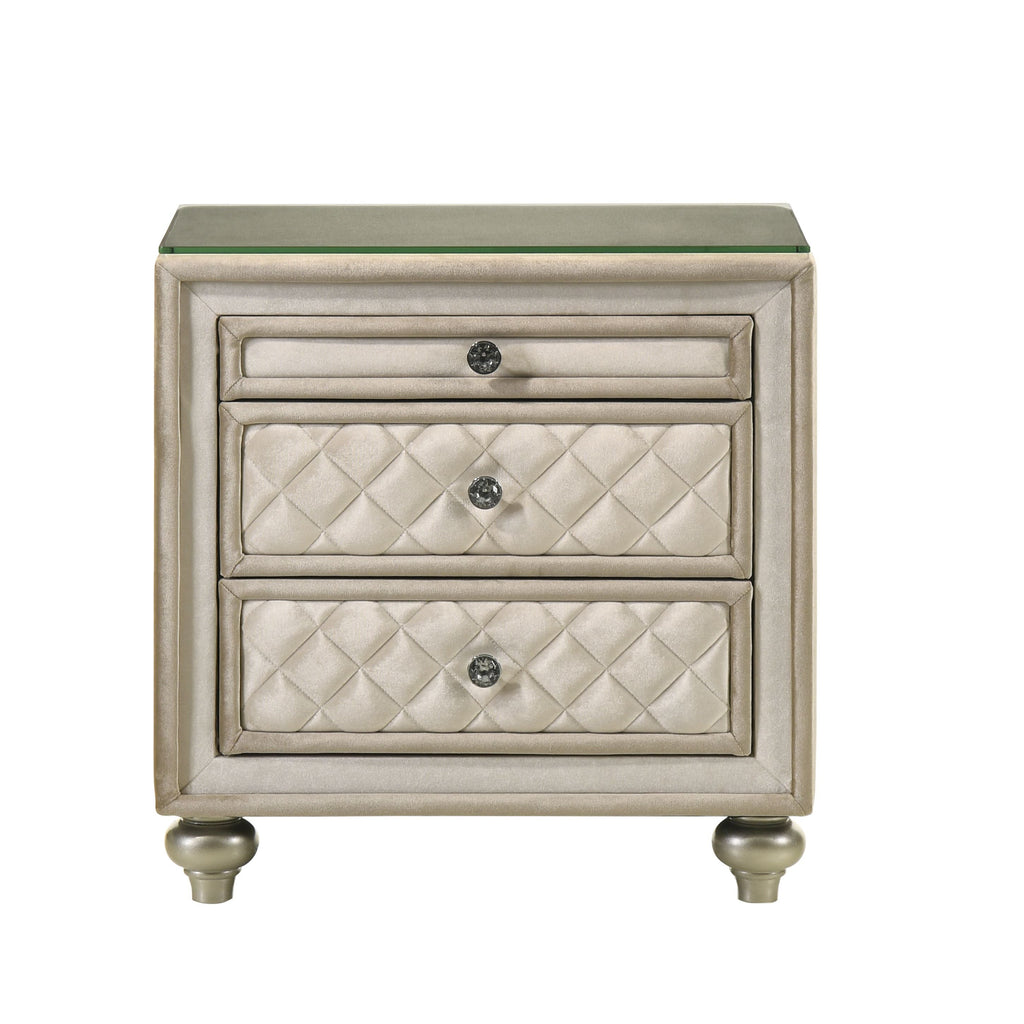 Beige 2-Drawer Nightstand