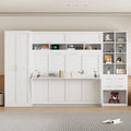Queen Size Murphy Bed Wall Bed with Closet , Drawers and Shelves, White