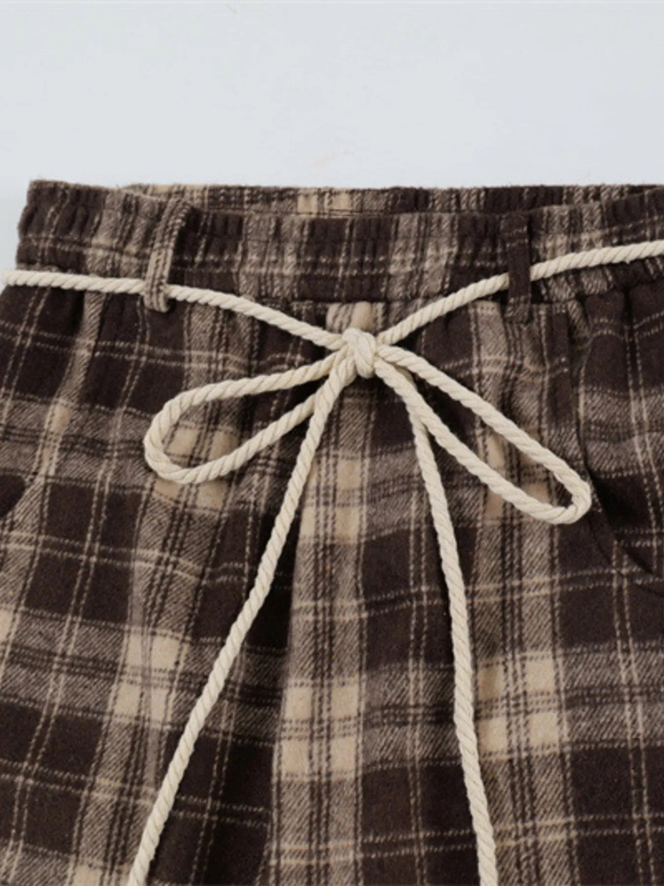 Relaxed Plaid Wide Leg Pants