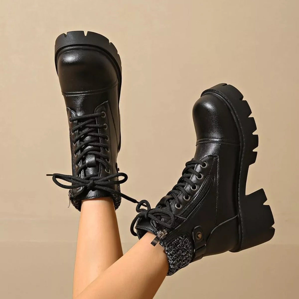 Round Toe Block Heels Boots