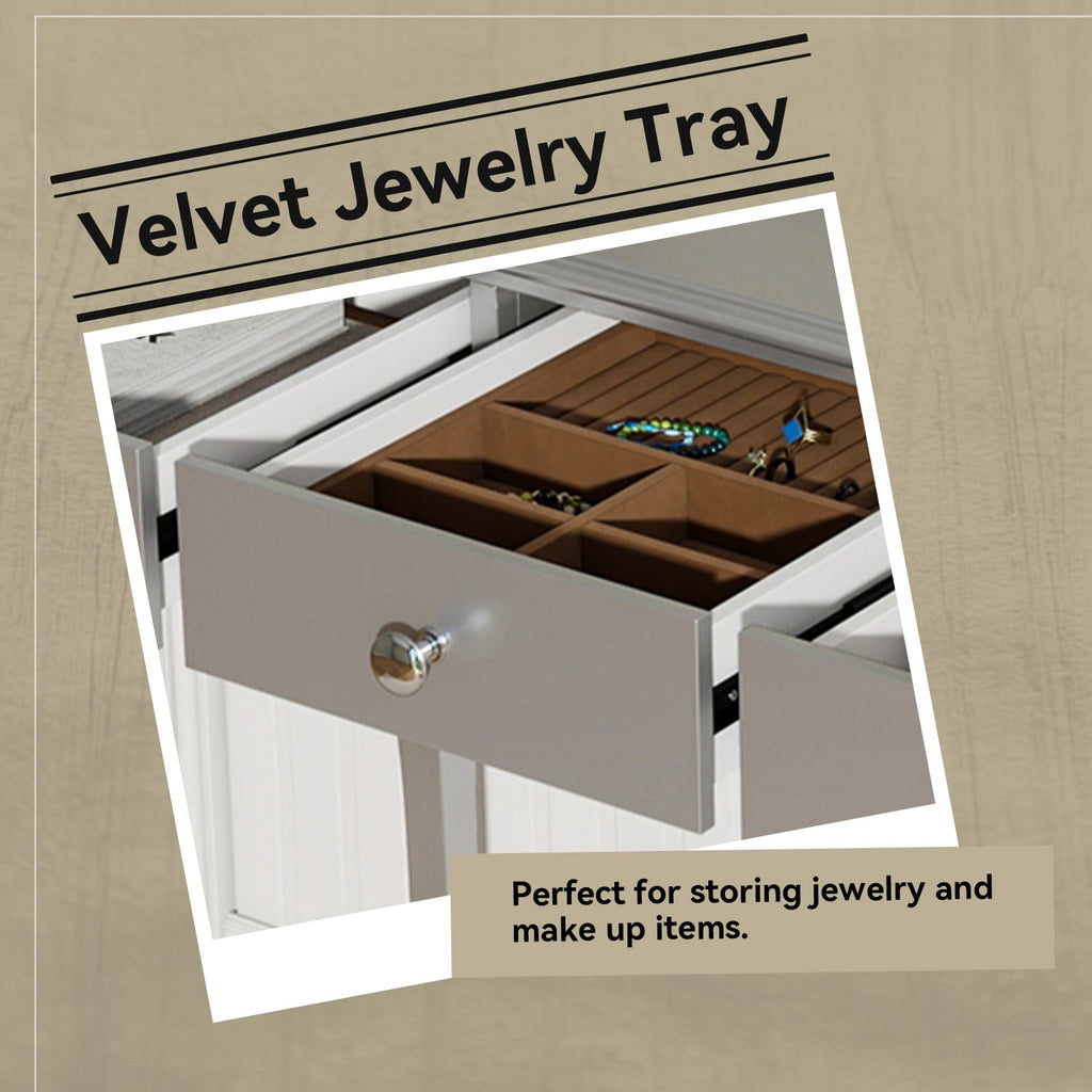 Luxury Makeup Vanity Desk with Oval Mirror, 3-Drawer Dressing Table for Jewelry Storage, Elegant Console Table for Entryway, Living Room & Bedroom, Stylish Home Decor,Silver