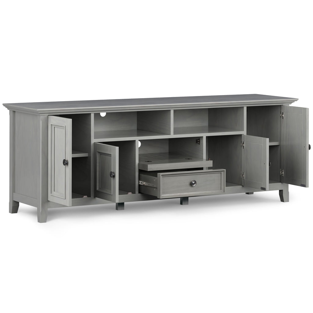 Amherst 72 inch Solid Wood TV Media Stand in Fog Grey