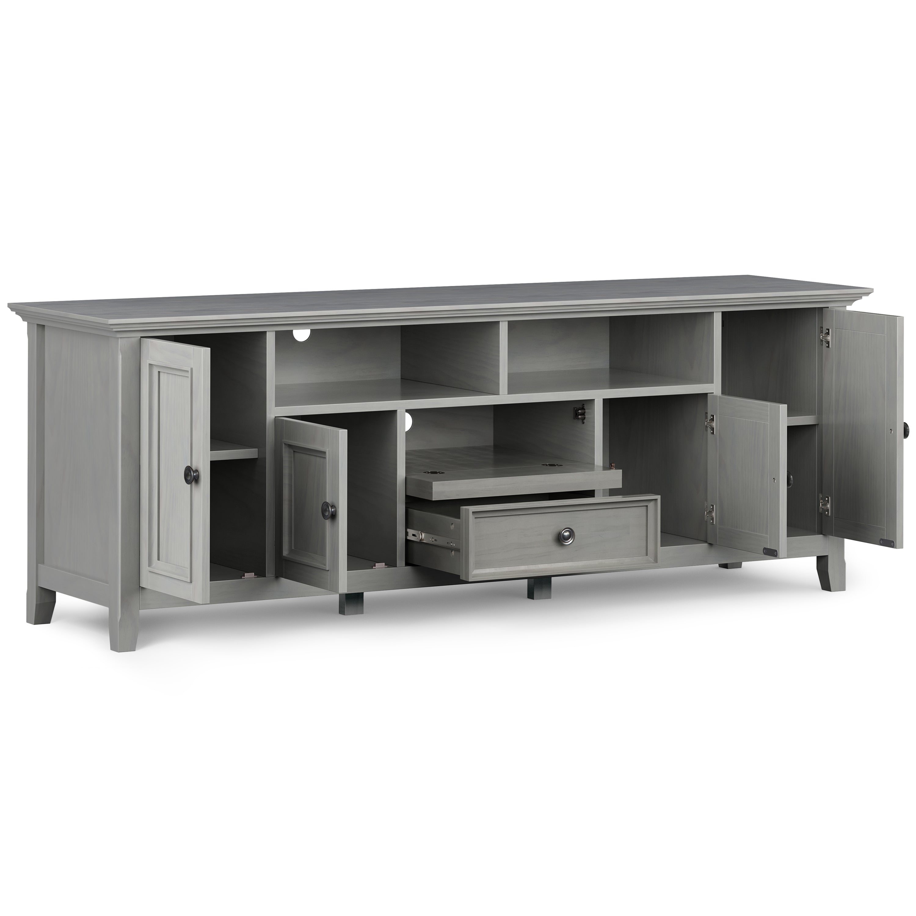 Amherst 72 inch Solid Wood TV Media Stand in Fog Grey