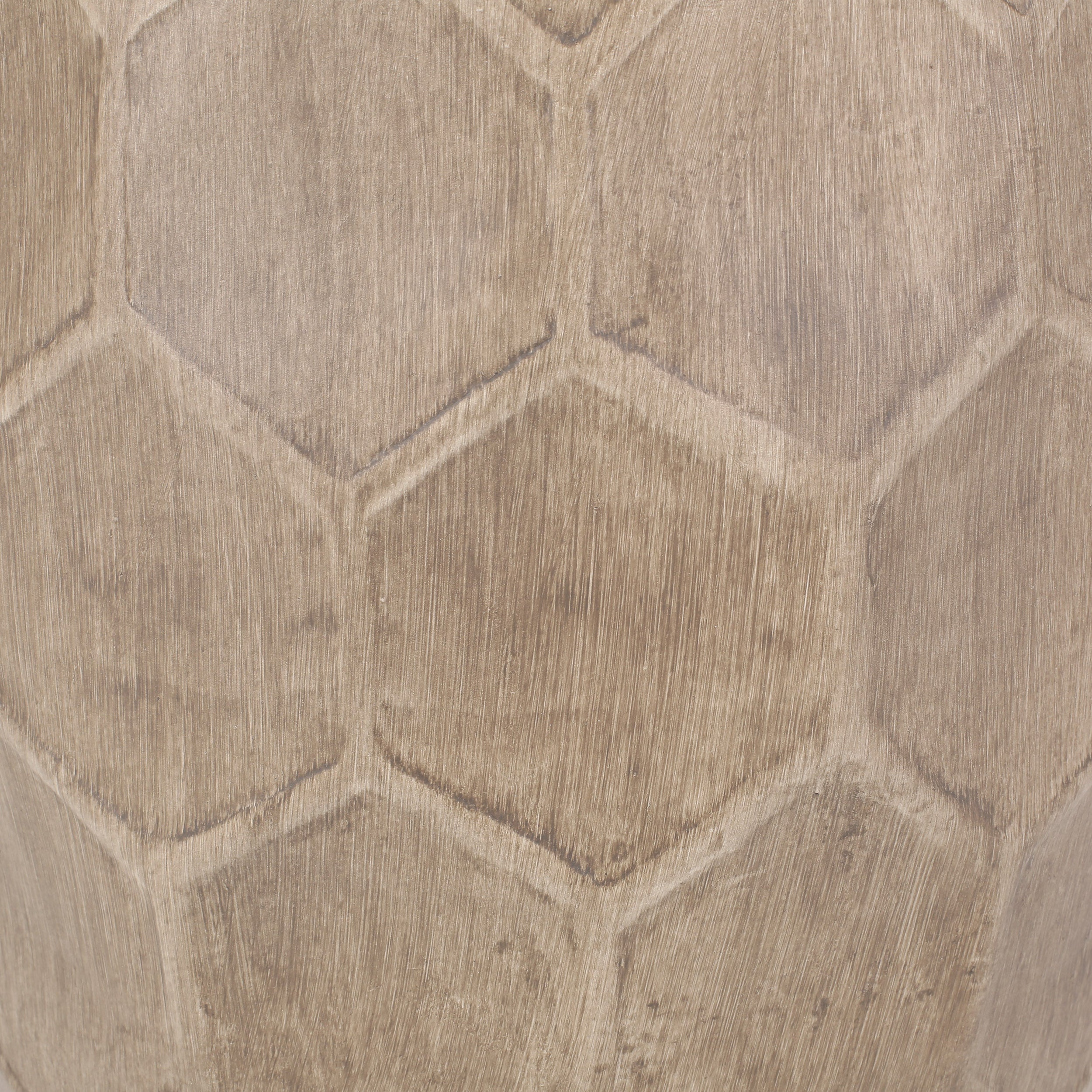 Boho Outdoor Lightweight Concrete Side Table with Honeycomb Pattern in Natural Finish, Magnesium Oxide, 15.25 x 15.25 x 18.25 inches