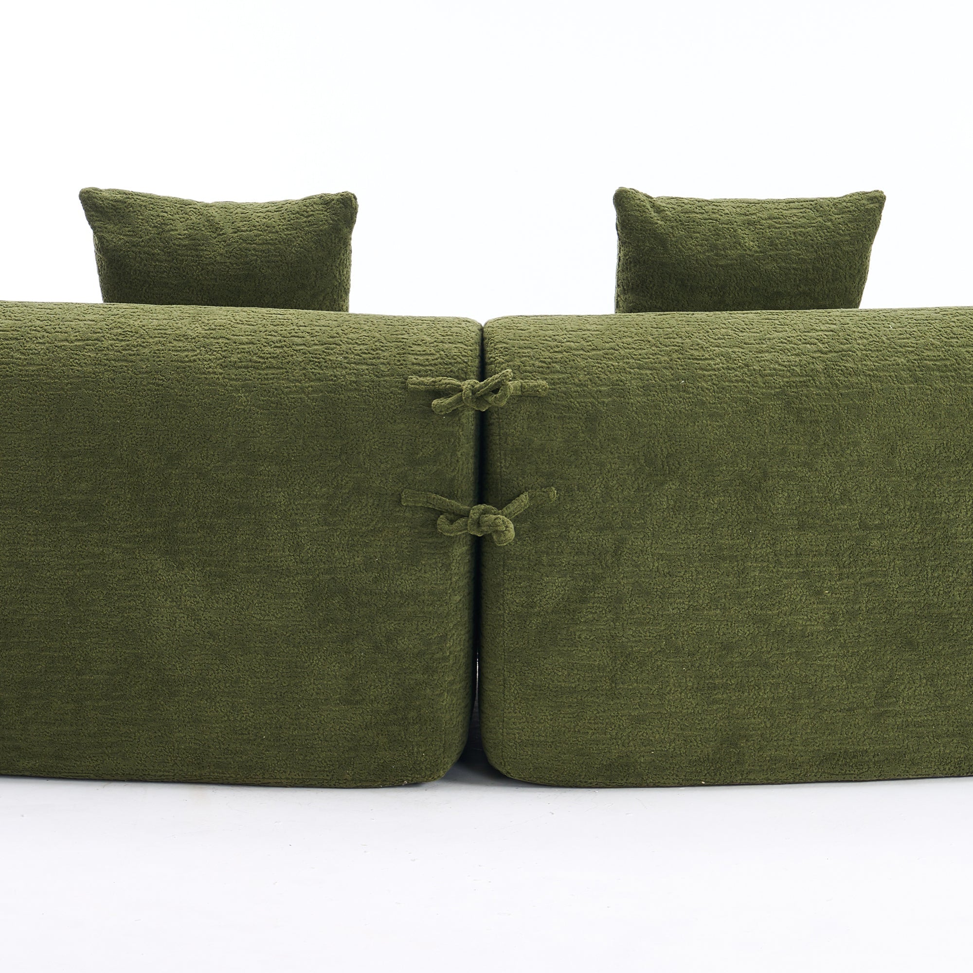 LY-025 Full Compression Sponge Sofa Forest Green Curved Modular Sectional, Chenille Upholstery, 110''L