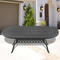 L81.89*W41.34-inch Cast Aluminum Patio Dining Table With Black Frame and Umbrella Hole