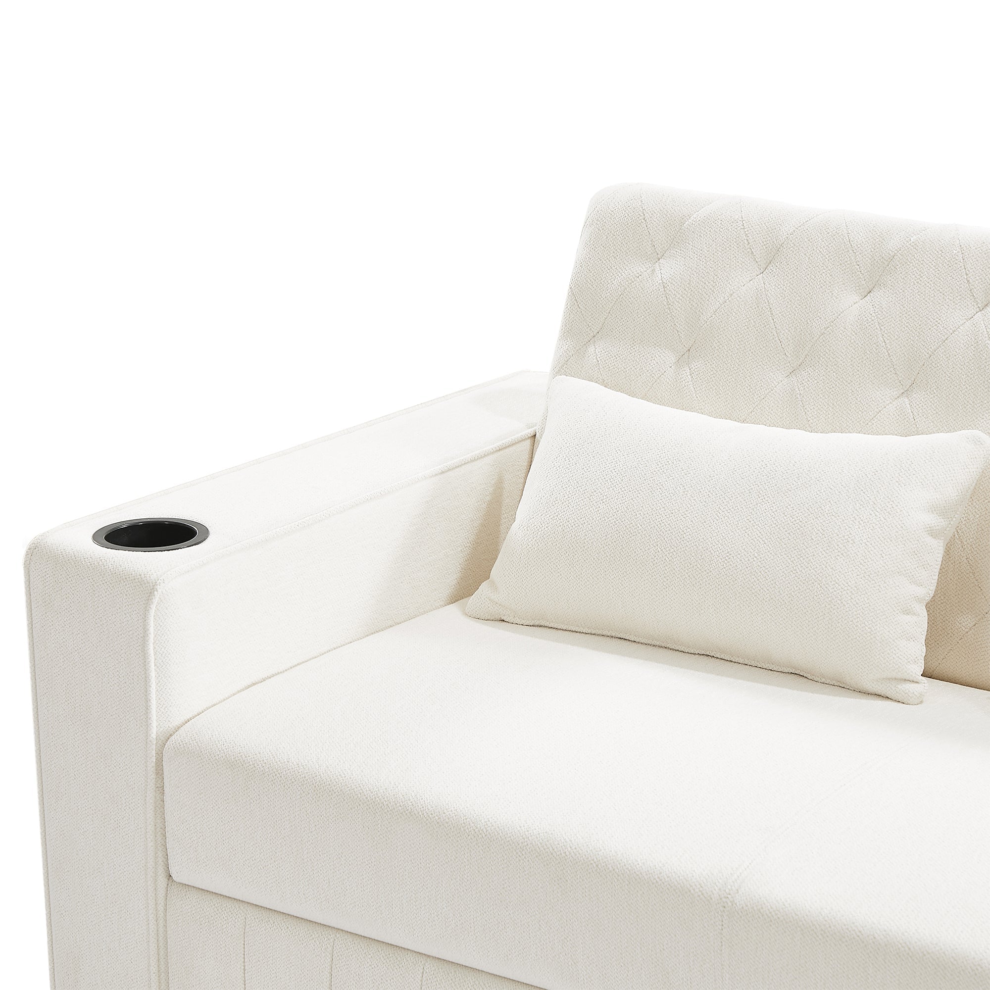 61.4' Pull-out Sofa Bed Convertible Couch Loveseat Sofa Modern Sleeper Sofa with Adjustable Backrest for Living Room, Beige