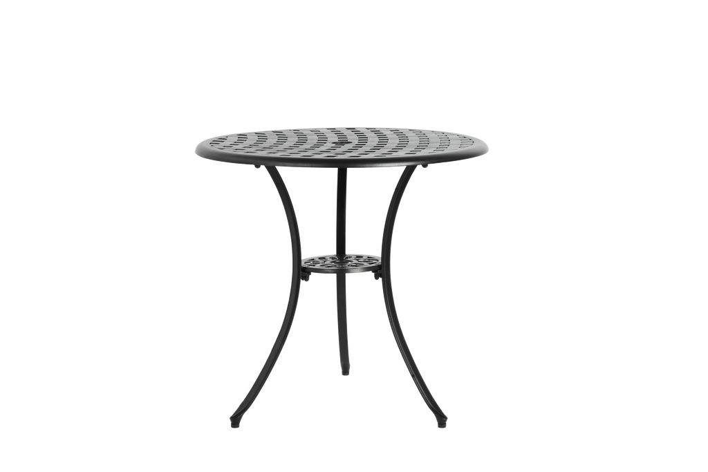 3 Piece Patio Bistro Set Cast Aluminum Bistro Table and Chairs Set of 2 with Umbrella Hole,All Weather Metal Bistro Table Set,Outdoor Patio Furniture Set for Garden Black