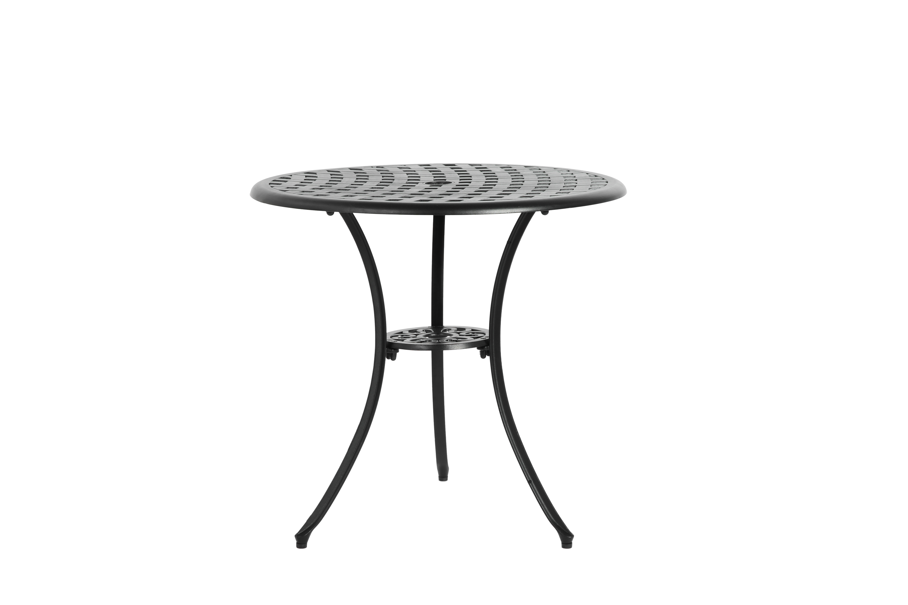 3 Piece Patio Bistro Set Cast Aluminum Bistro Table and Chairs Set of 2 with Umbrella Hole,All Weather Metal Bistro Table Set,Outdoor Patio Furniture Set for Garden Black