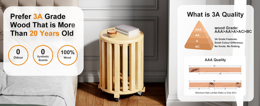 100% solid wood stackable stools set of 4, wooden stools, 18-inch stools, stacking stools, nesting tables, sturdy and durable, no installation required, top stackable round side table