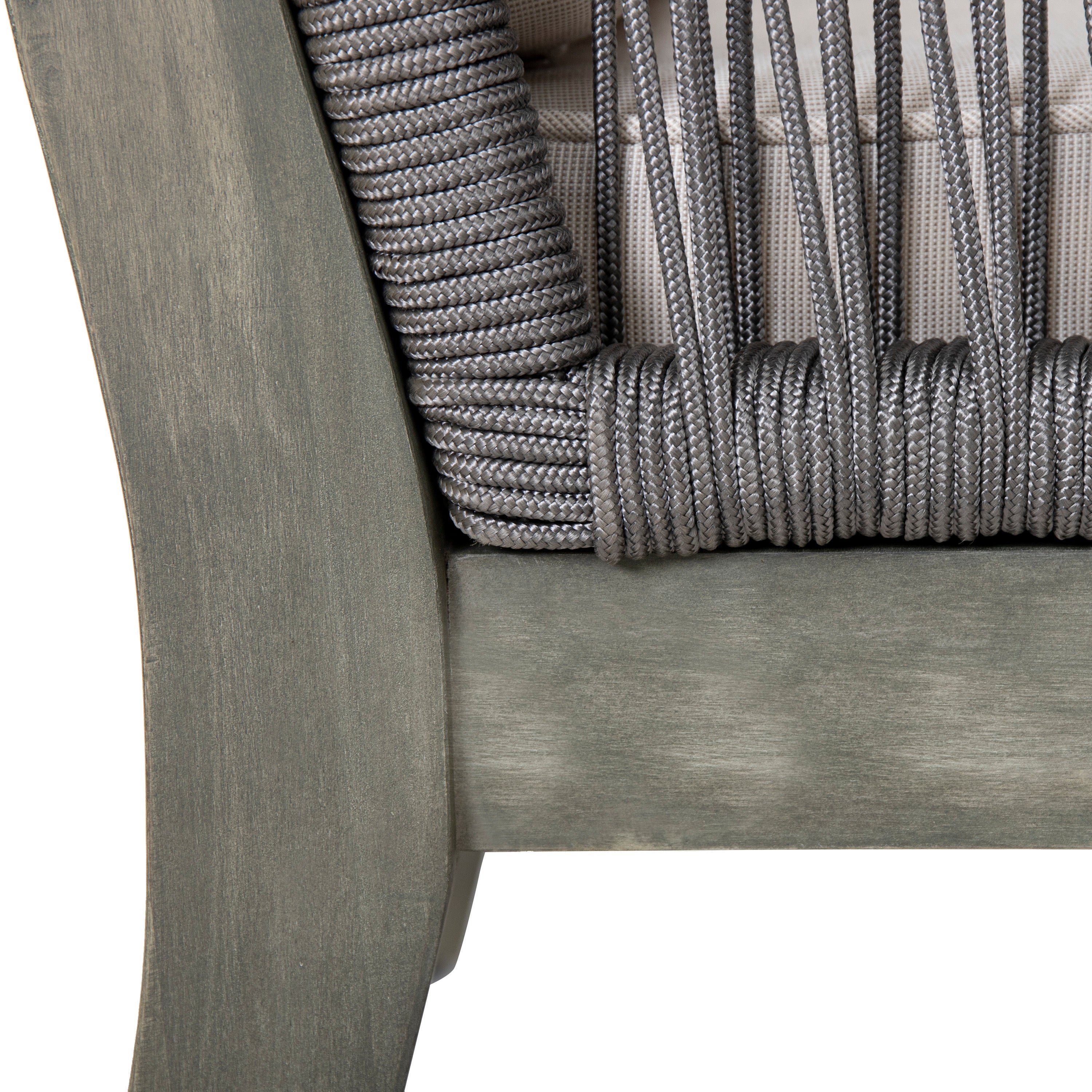 4-Pieces Acacia Wood Patio Furniture Set, Outdoor Furniture with Coffee Table, Patio Conversation Set Deep Seating with Soft Cushion, Porch Chairs for Garden, Backyard Porch Balcony, Grey & Beige