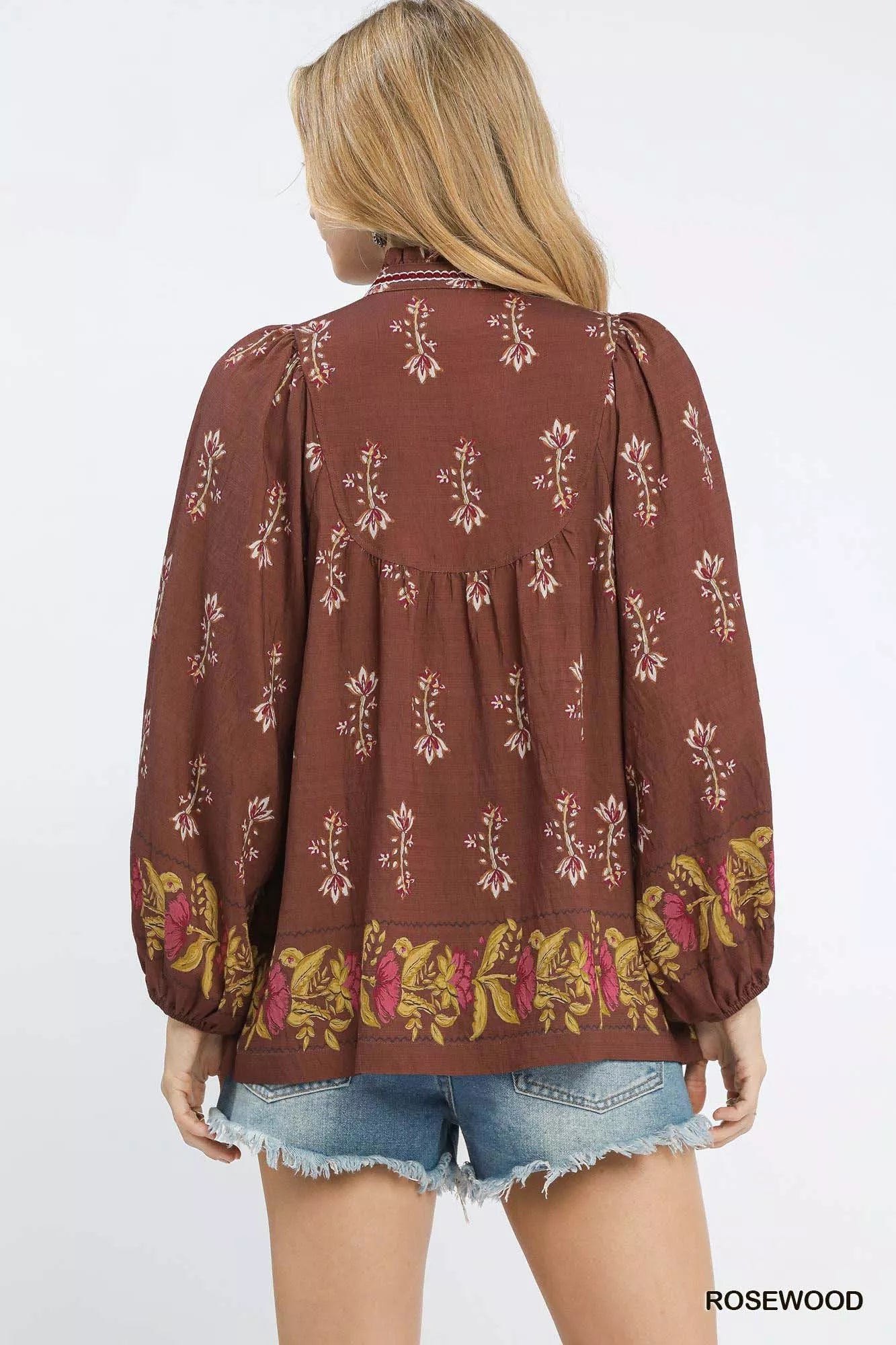 Umgee Floral Boho Peasant Blouse