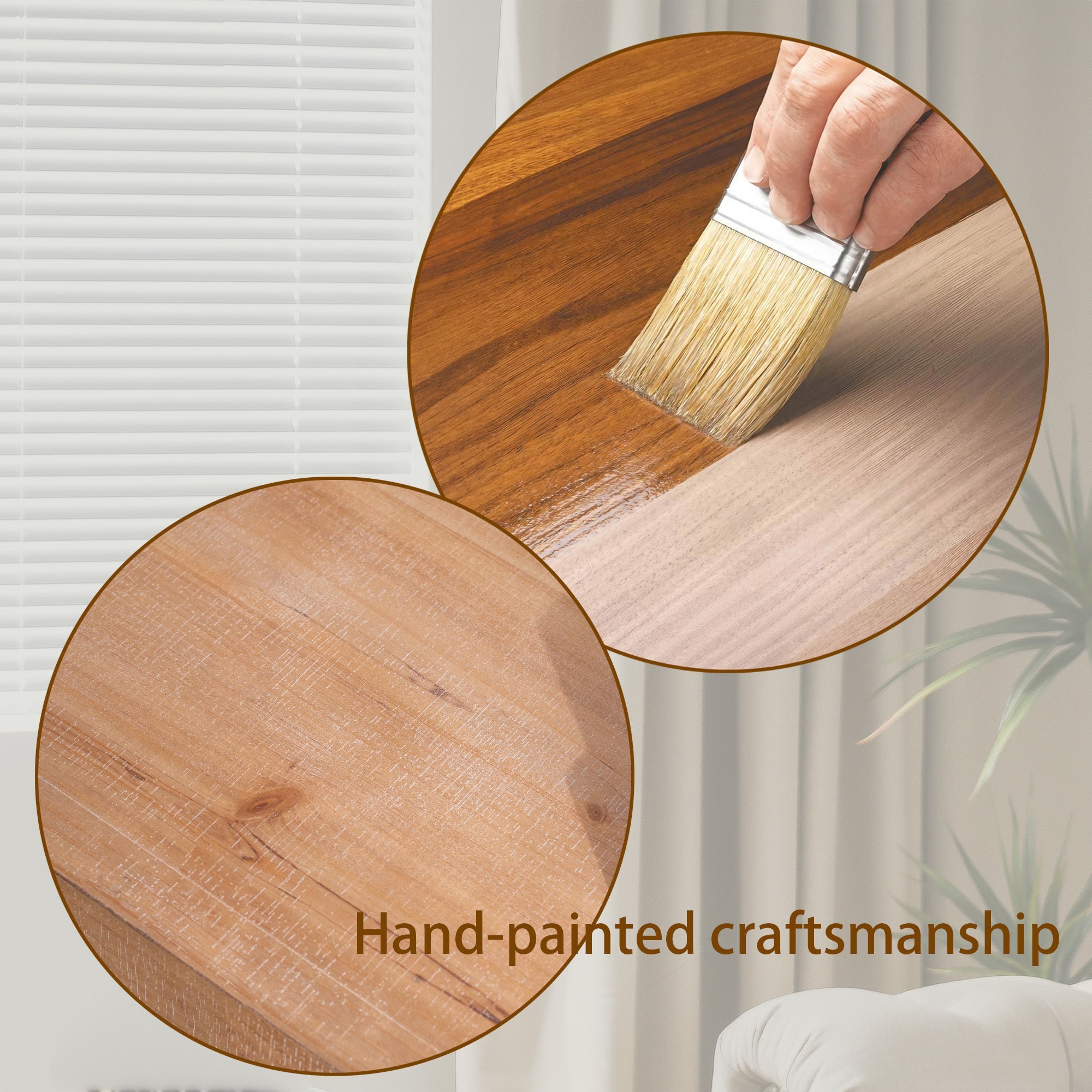 62' Modern Rustic Console Table – Solid-Look Engineered Wood Entryway Table