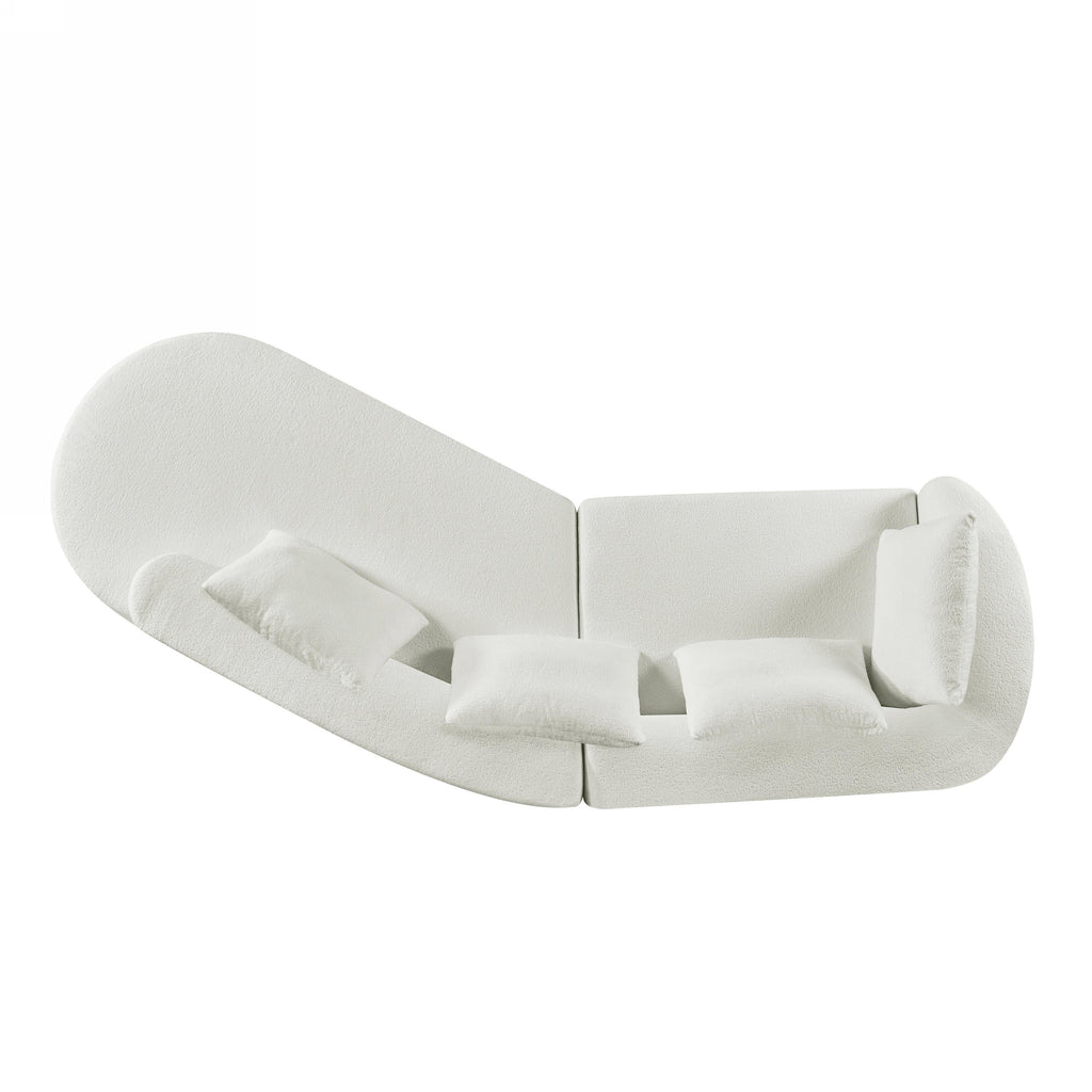 116' Modern Curved Sectional Sofa with High-Density Fully Compressed Sponge and Chaise Lounge, Pearl Upholstery, 2-Piece Set, Fully Assembled Right Hand Facing, Perfect for Living Room, Lounge