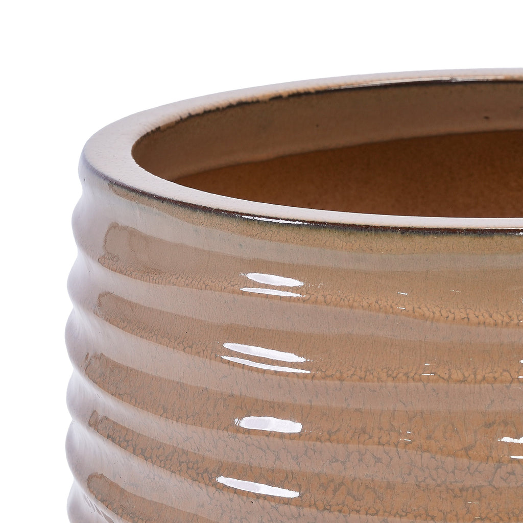 Set of 3 Ceramic Flowerpot, Modern Planter for Patio, Garden, Windowsill - Antique Bronze