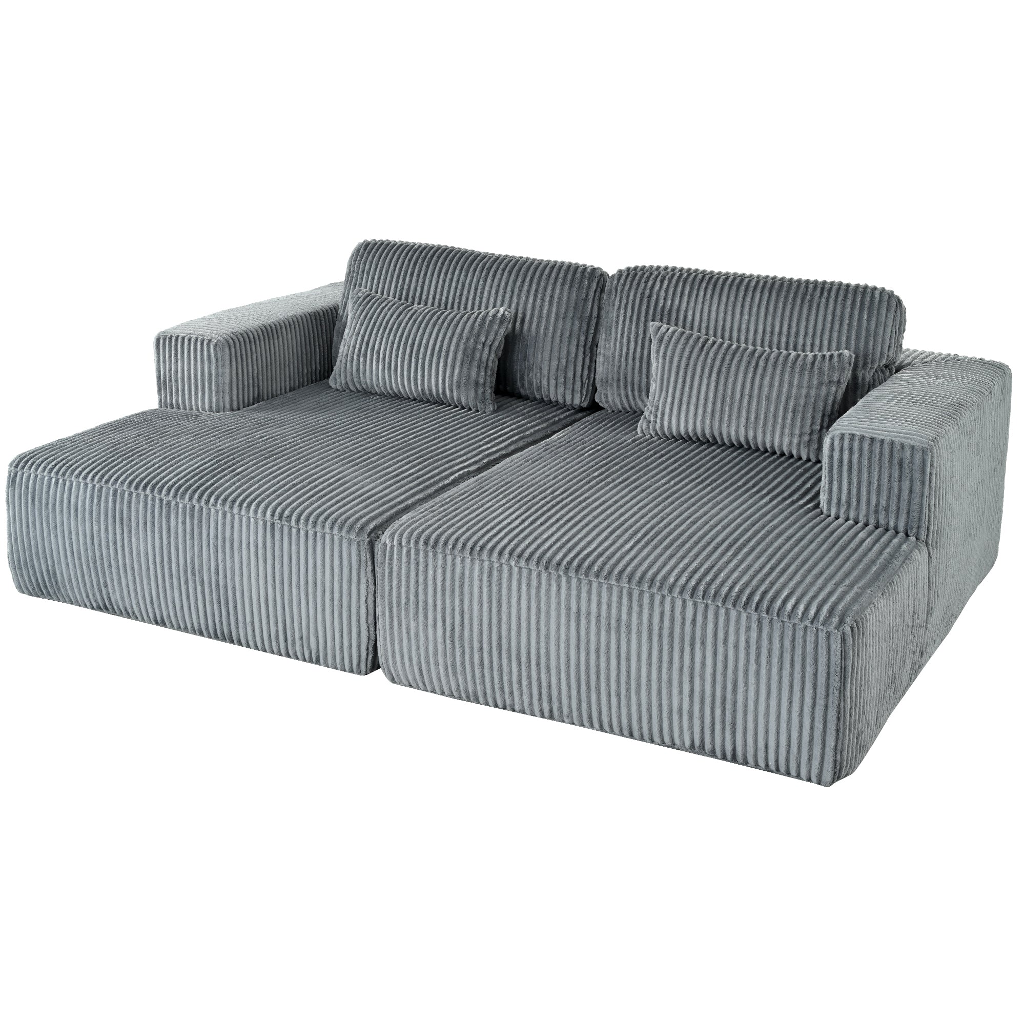 U_Style Corduroy Double Sofa Bed with 2 Pillows, Perfect for Living Rooms, Apartments, Offices