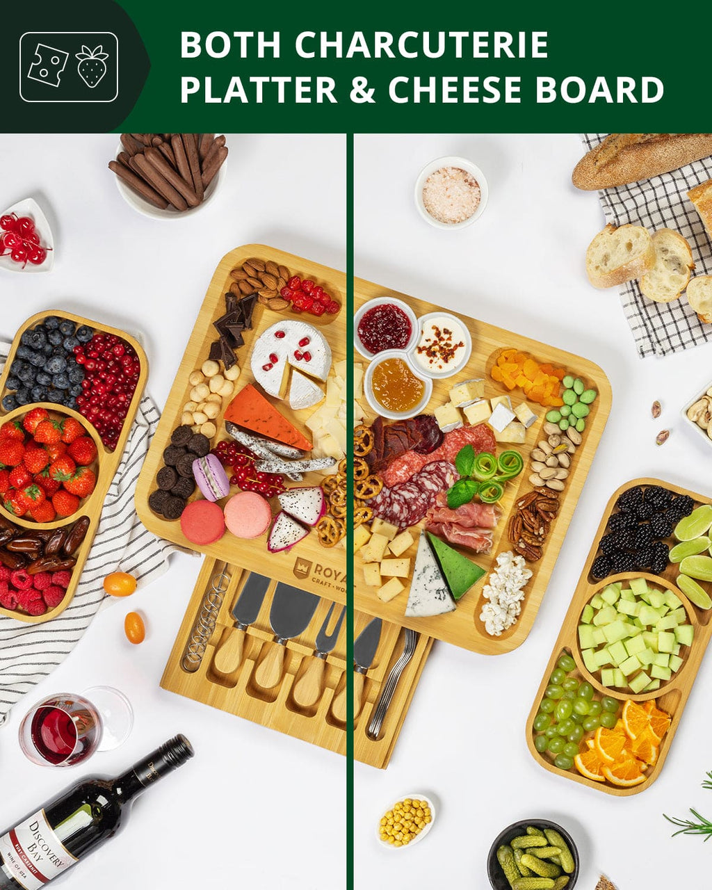 Cheese Board Set with Side Trays