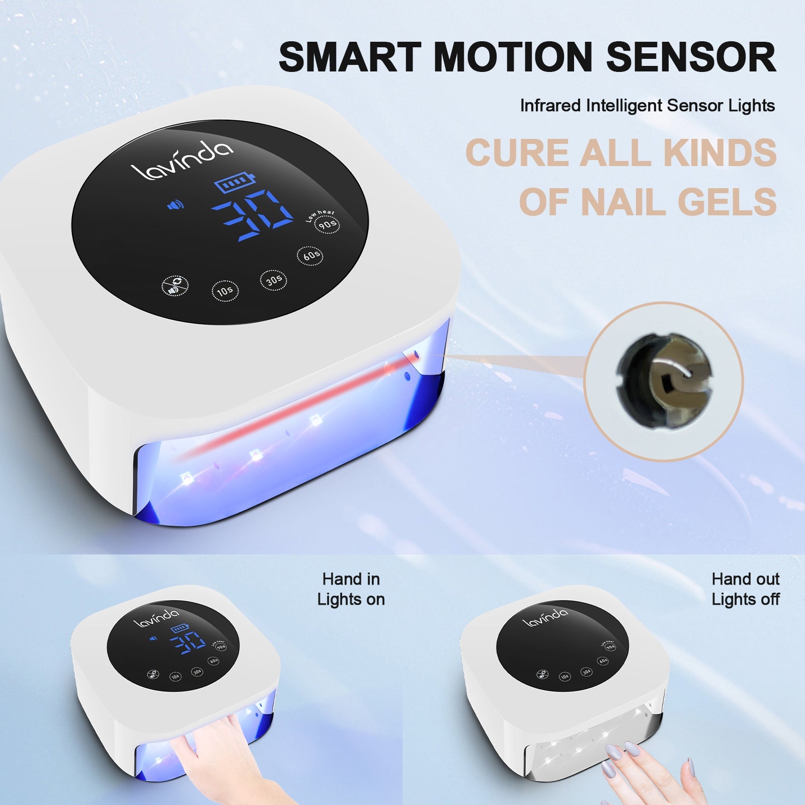 Crown™ Nail Lamp - White - 54W Rechargeable UV/LED