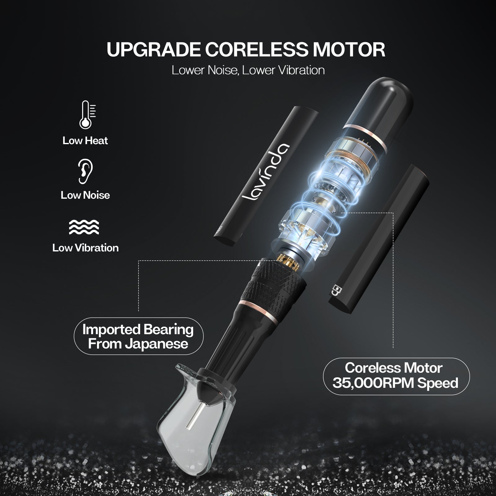 Wand™ Nail Drill - Black Diamond - 35,000 RPM Rechargeable