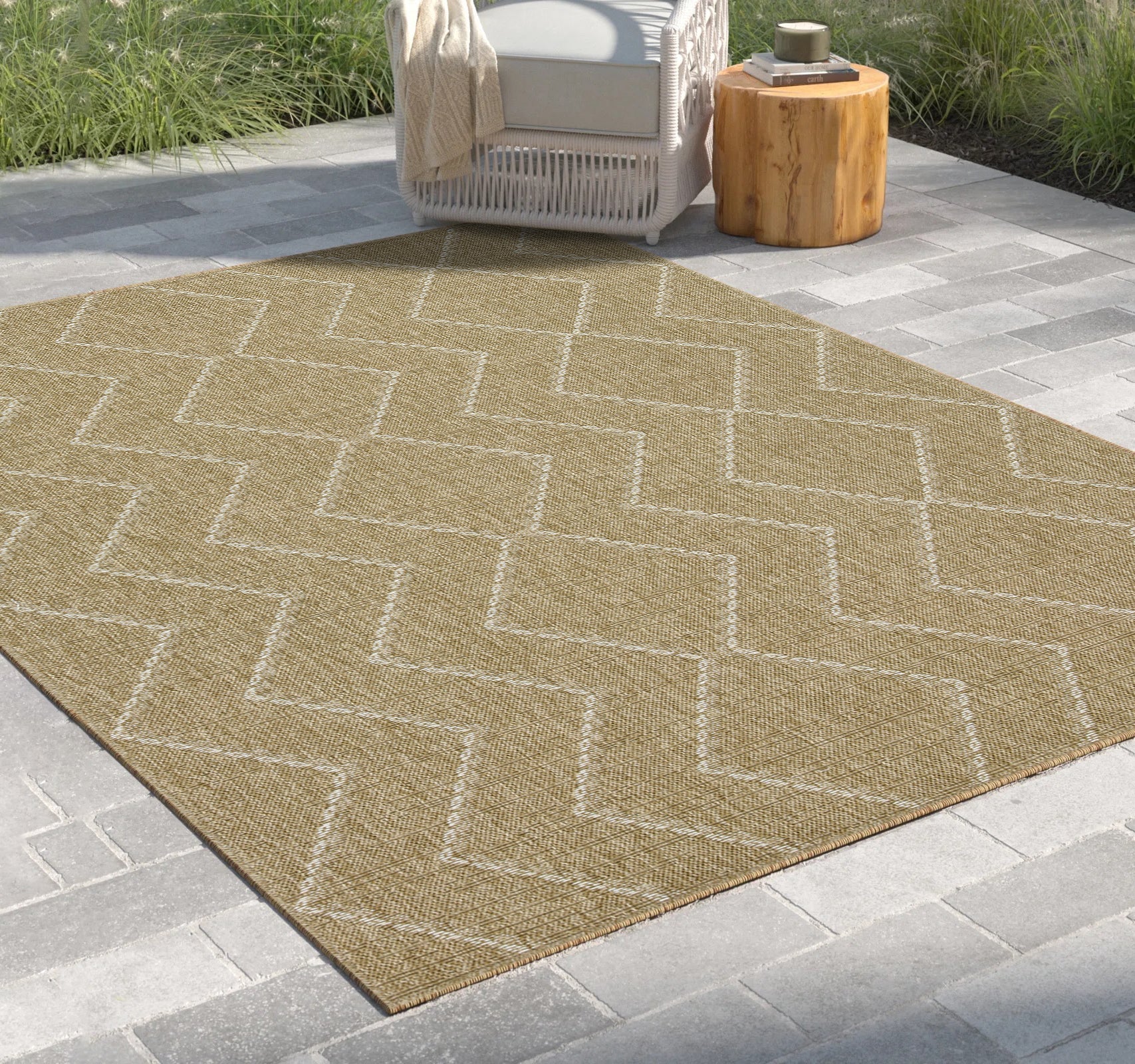 Earth GC_NTL1011 Jute/White 2 ft. 7 in. x 7 ft. 3 in. Indoor/Outdoor Area Rug