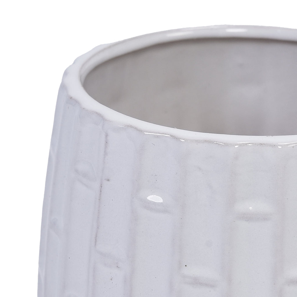 Set of 2 Ceramic Flowerpot, 7' Modern Planter for Patio, Garden, Windowsill - White