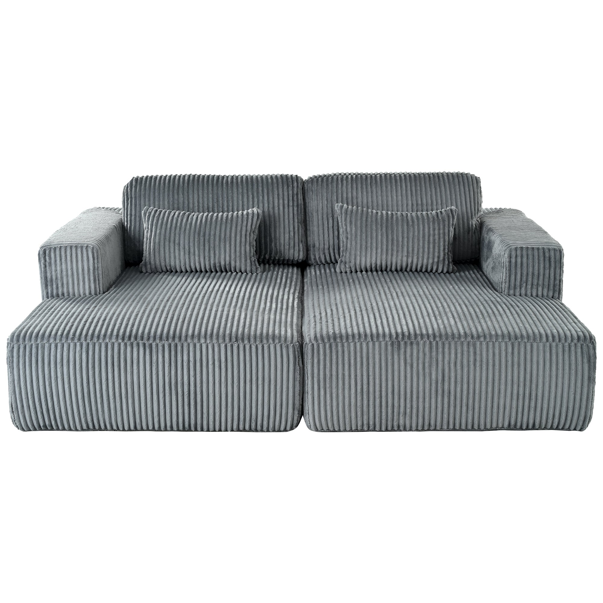 U_Style Corduroy Double Sofa Bed with 2 Pillows, Perfect for Living Rooms, Apartments, Offices