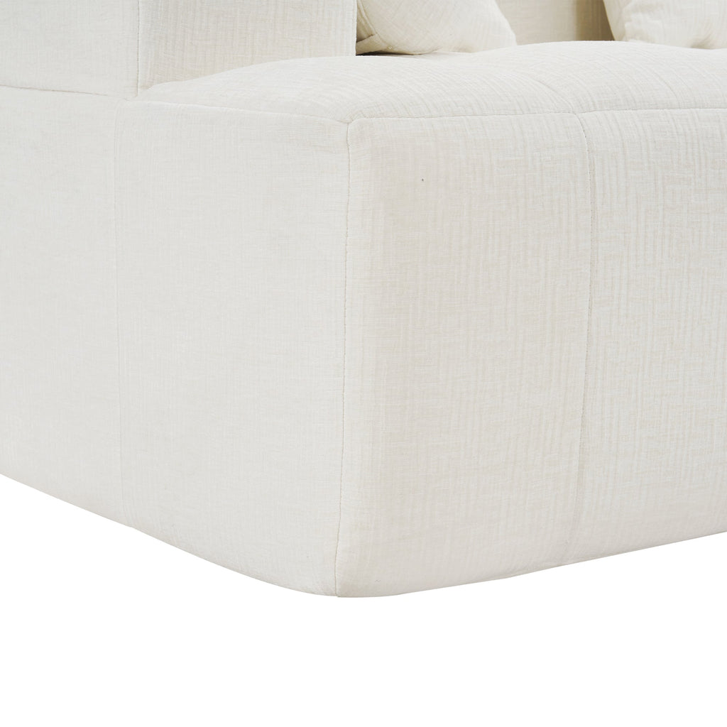 Modern Beige Modular Sectional Sofa with Deep Seating and Side Pockets, Chenille Upholstery, 101.2'