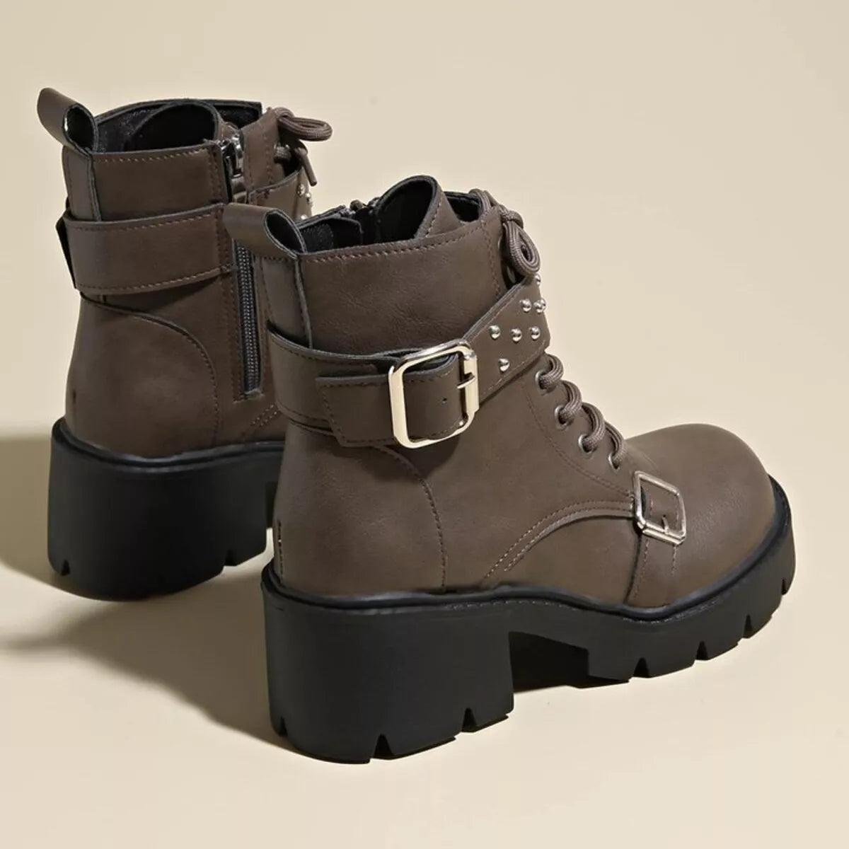 Round Toe Block Heels Boots