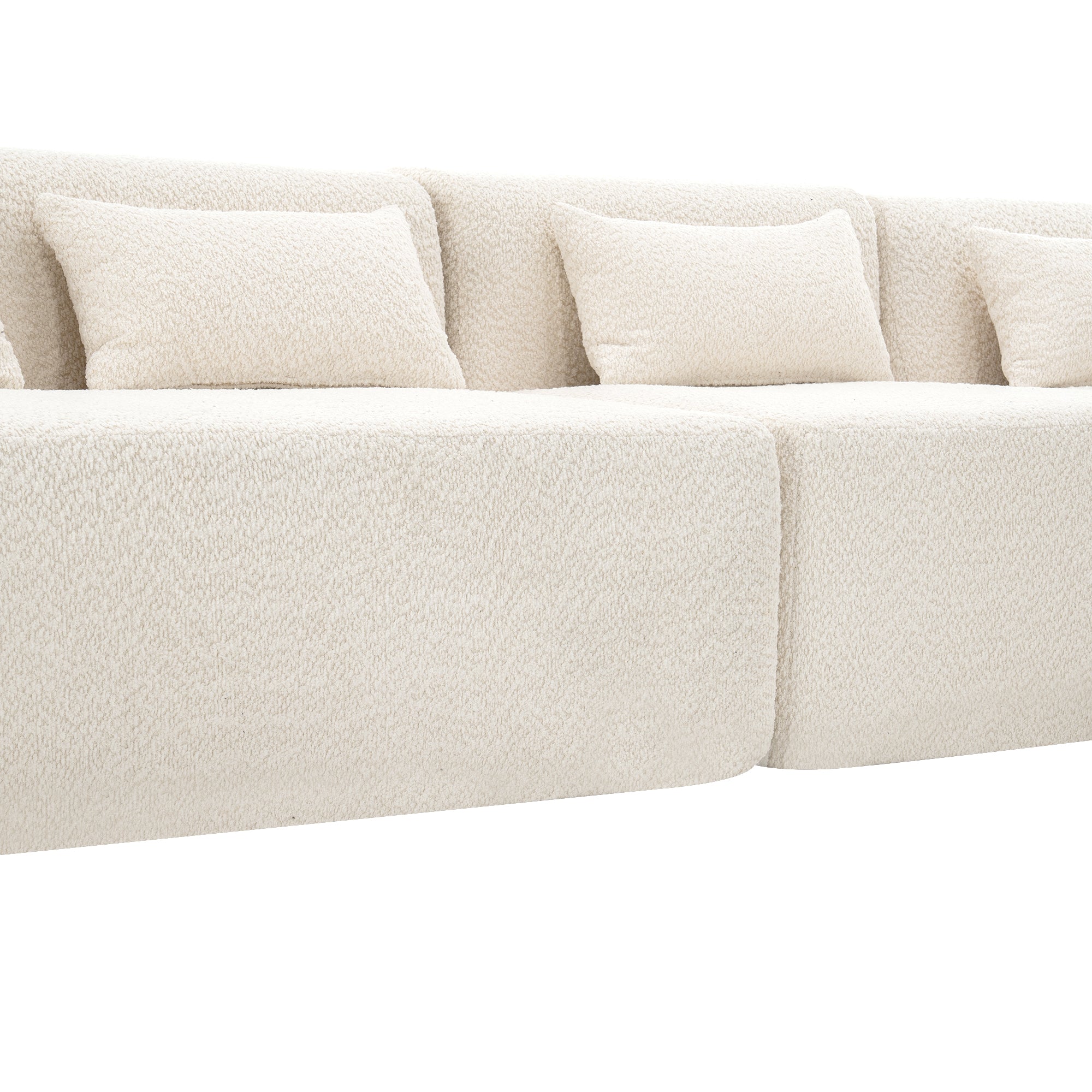 144' Upholstered Sofa Free-combined Sofa Couch with Two Chaise Lounge and Five Back Pillows for Living Room(Old SKU: N719S001600A), Beige