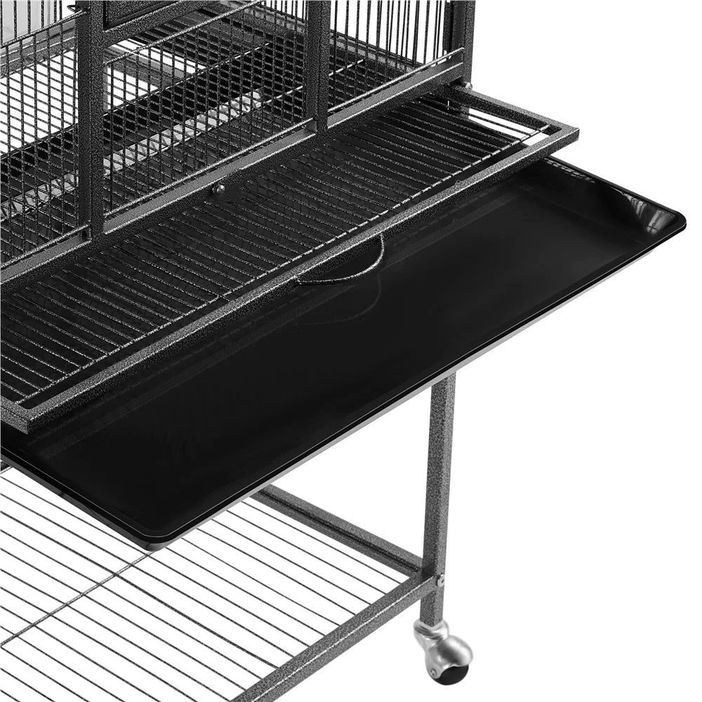 53.7'' H Rolling Bird Cage W/ Stand for Conures Parakeets Cockatiels,Black